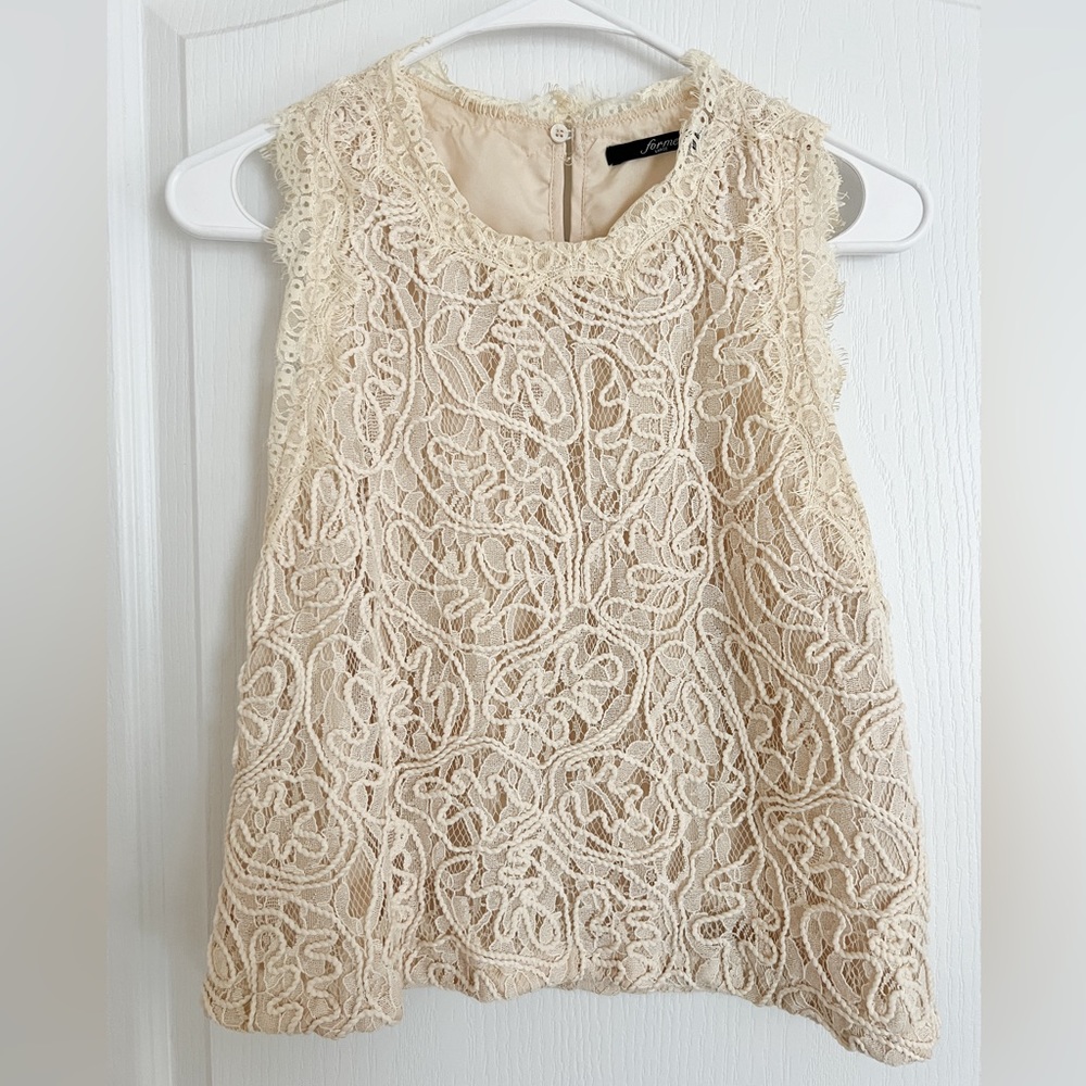 Cream Lacy Large Sleeveless Top